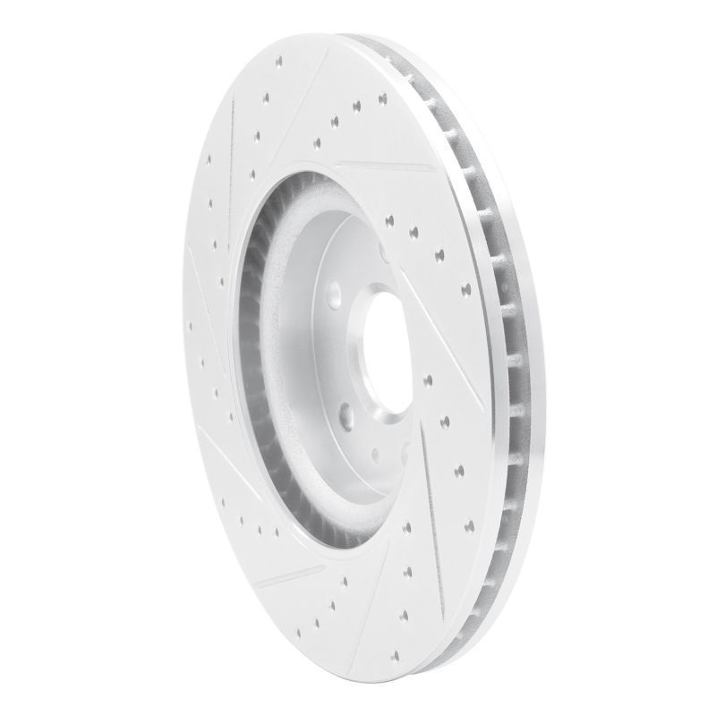 Cadillac CTS Brake Rotor (1) - Front Right - R1 Concepts - Drilled & Slotted - Silver - `08-`17